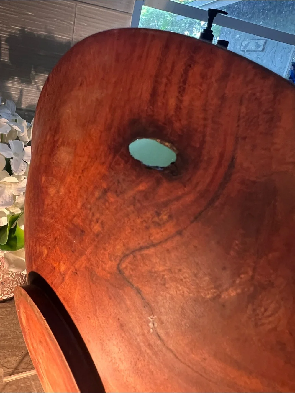 Handcrafted Hand turned Mahogany Round Serving 12” Dish Plate